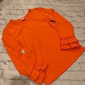 🎃🦃orange ruffle shirt size 7/8  NWOT